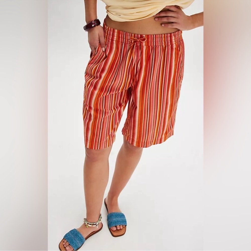 FREE PEOPLE:Saylor Poplin Long Shorts. NWT